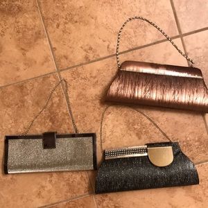 3 Clutch purses bundled together.